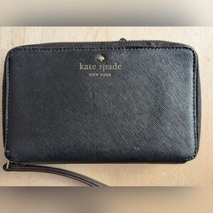 Kate Spade Staci Large Continental Wristlet Wallet Black Saffiano Leather